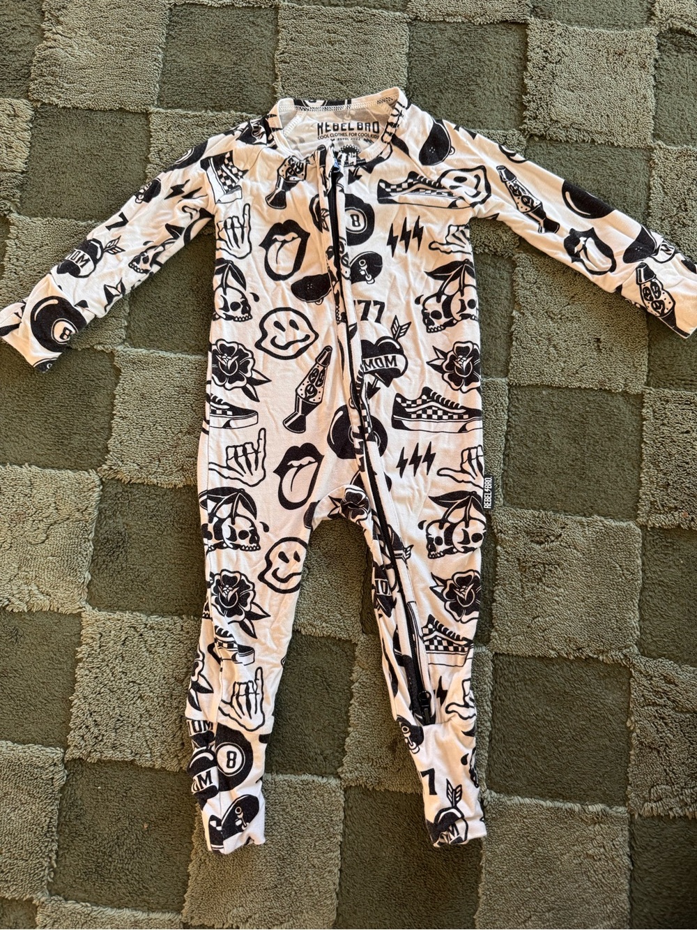 Black & White Graphic Print Kids One-Piece